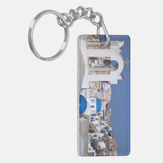 Griekenland, Santorini. Kellentoren en blauwe domp Sleutelhanger (Voorkant Links)