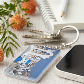 Griekenland, Santorini. Kellentoren en blauwe domp Sleutelhanger (Voorkant Rechts)