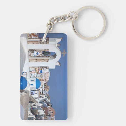 Griekenland, Santorini. Kellentoren en blauwe domp Sleutelhanger (achterkant)