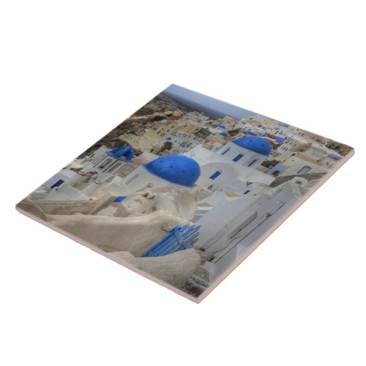 Griekenland, Santorini. Kellentoren en blauwe domp Tegeltje (Zijkant)