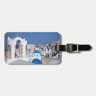 Griekenland, Santorini. Klokkentoren en blauwe koe Bagagelabel