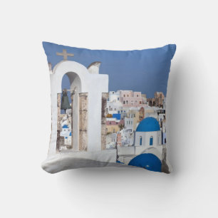 Griekenland, Santorini. Klokkentoren en blauwe koe Kussen