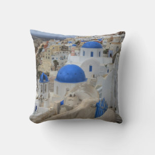 Griekenland, Santorini. Klokkentoren en blauwe koe Kussen