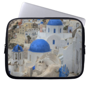 Griekenland, Santorini. Klokkentoren en blauwe koe Laptop Sleeve