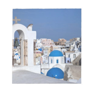 Griekenland, Santorini. Klokkentoren en blauwe koe Notitieblok