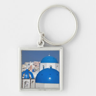Griekenland, Santorini. Klokkentoren en blauwe koe Sleutelhanger