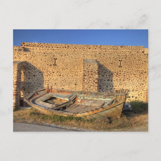 Griekenland, Santorini, Oia. Oude vissersboot droo Briefkaart (Voorkant)