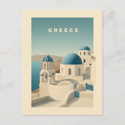Griekenland Santorini Reisposter Briefkaart (Voorkant)