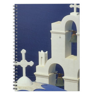 Griekenland, Santorini. Uitzicht op een Griekse ke Notitieboek