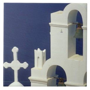 Griekenland, Santorini. Uitzicht op een Griekse ke Tegeltje