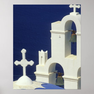 Griekenland, Santorini. Uitzicht van een Griekse k Poster