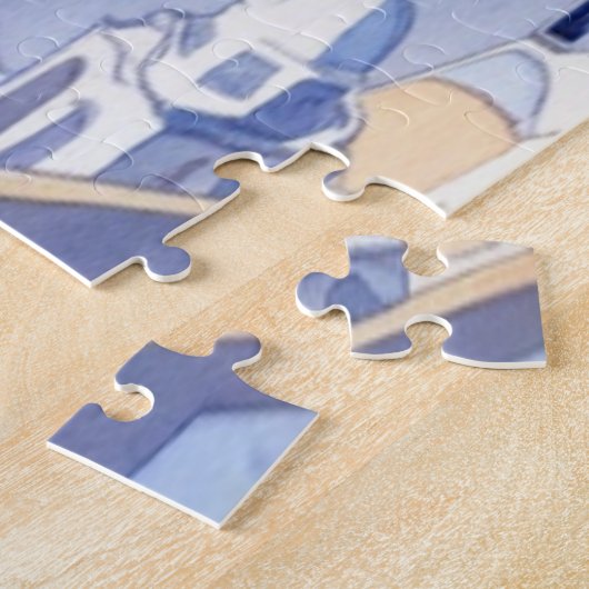 Griekenland Santorini Waterverf schets Egeïsch Zee Legpuzzel (Zijkant)