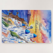 Griekenland Santorini Waterverf schets Egeïsch Zee Legpuzzel (Horizontaal)