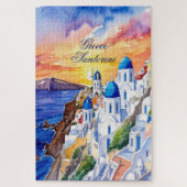 Griekenland Santorini Waterverf schets Egeïsch Zee Legpuzzel (Verticaal)