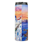 Griekenland Santorini Waterverf schets Egeïsch Zee Thermosbeker (Achterkant)