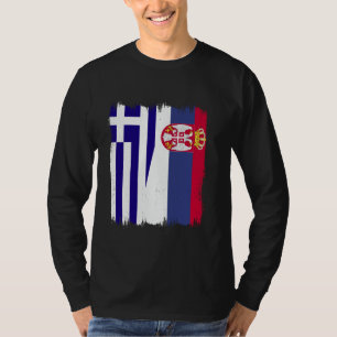 Griekenland Servië Halve Vlag Srbija Griekse Servi T-shirt