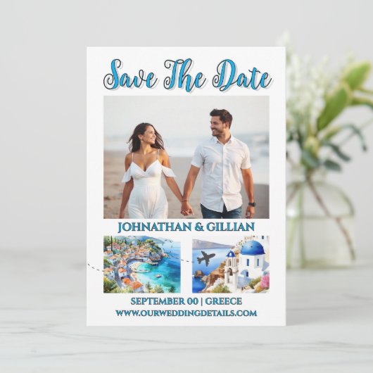 Griekenland Sla de datum op voor de fotobestemming Save The Date (Staand voorkant)