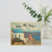 Griekenland sparen de datum  Santorini Aankondigingskaart (Staand voorkant)