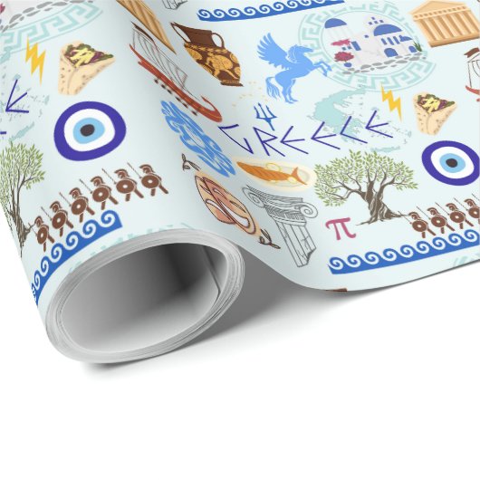 Griekenland Symbolen voor reisliefhebbers Cadeaupapier (Rol Hoek)