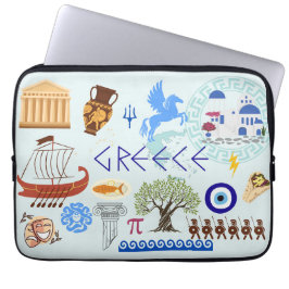 Griekenland Symbolen voor reisliefhebbers Laptop Sleeve