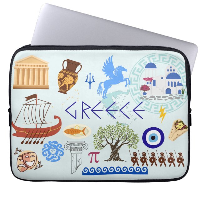 Griekenland Symbolen voor reisliefhebbers Laptop Sleeve (Voorkant)