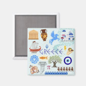 Griekenland Symbolen voor reisliefhebbers Magneet (Voorkant / Achterkant)