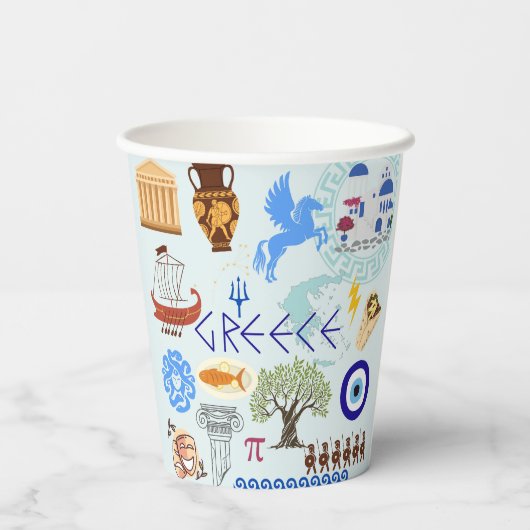 Griekenland Symbolen voor reisliefhebbers Papieren Bekers (Achterkant)