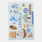 Griekenland Symbolen voor reisliefhebbers Theedoek (Verticaal)