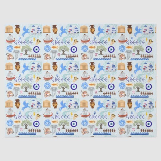 Griekenland Symbolen voor reisliefhebbers Tissuepapier (Voorkant)