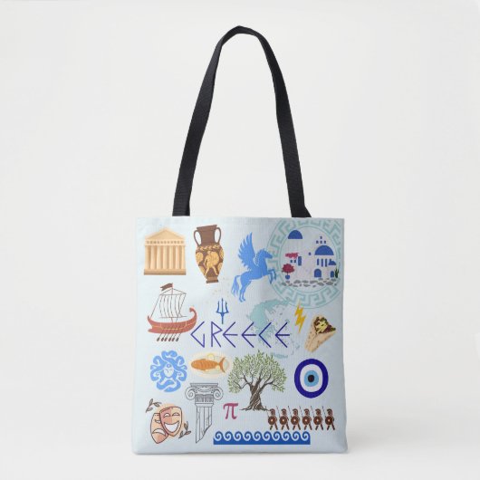 Griekenland Symbolen voor reisliefhebbers Tote Bag (Voorkant)