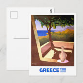 Griekenland, uitzicht uit het terras. Vintage Briefkaart (Voorkant / Achterkant)