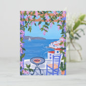 Griekenland Uitzichten vanaf Terras Gouache Schild Kaart (Staand voorkant)