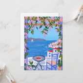 Griekenland Uitzichten vanaf Terras Gouache Schild Kaart (Voorkant / Achterkant in situ)