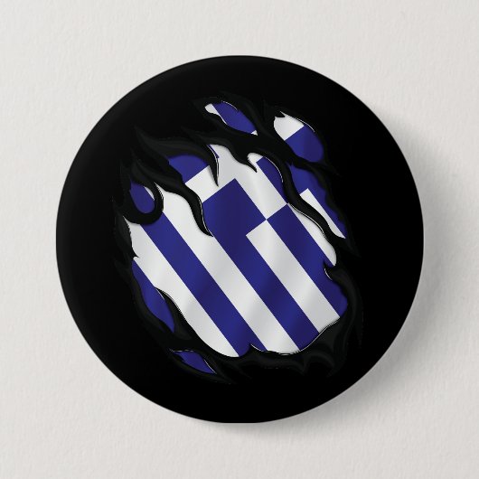 griekenland verscheurde vlag ronde button 7,6 cm (Voorkant)