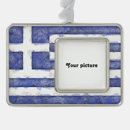 Griekenland Verzilverd Omlijst Ornament (Voorkant)