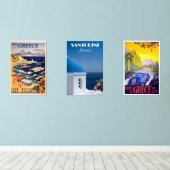 Griekenland vintage posters muurkunst sets (Houten vloer)
