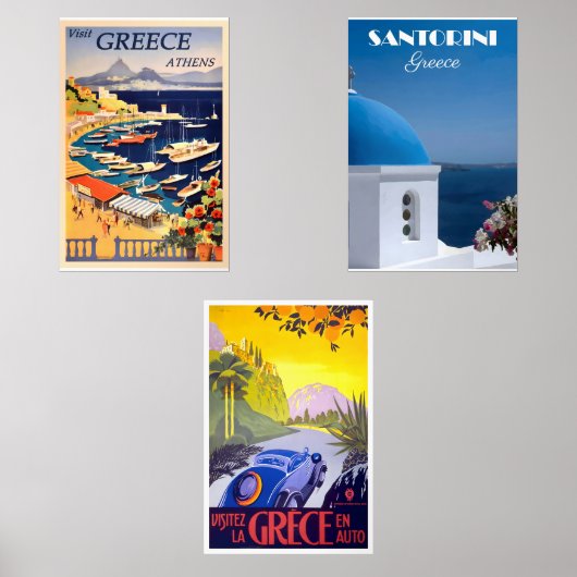 Griekenland vintage posters muurkunst sets (Voorkant)