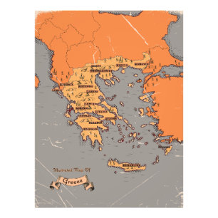 Griekenland Vintage provincies kaart Foto Afdruk