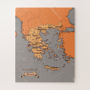 Griekenland Vintage provincies kaart Legpuzzel
