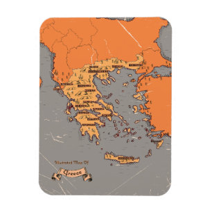 Griekenland Vintage provincies kaart Magneet