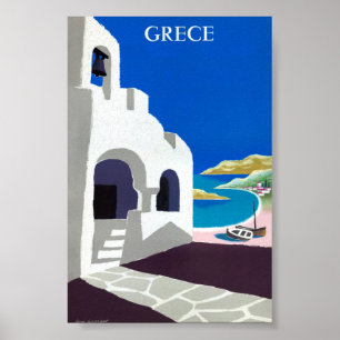 Griekenland Vintage Reisposter Gerestaureerd Poster