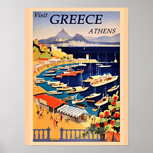 GRIEKENLAND, vintage reisposter, Poster (Voorkant)