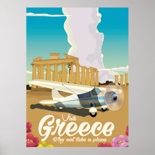 Griekenland vintage stijl cartoon reisposter poster