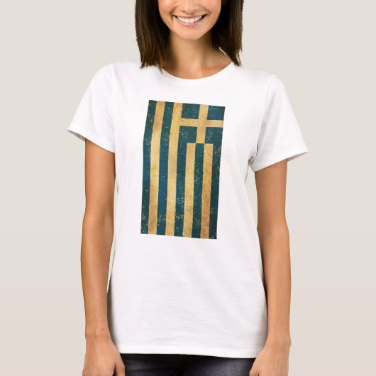 Griekenland Vlag  Grunge Dames Wit T-shirt (Voorkant)