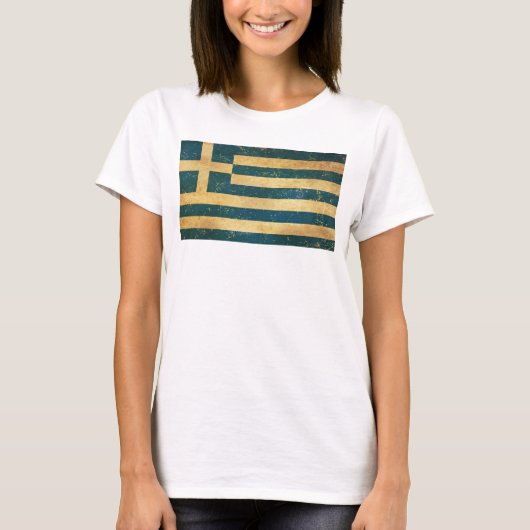 Griekenland Vlag  Grunge Dames Wit T-shirt (Voorkant)