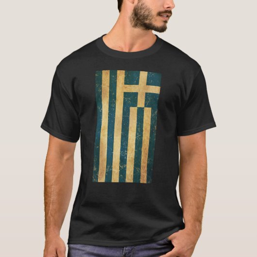 Griekenland Vlag Grunge Mannen T-shirt (Voorkant)