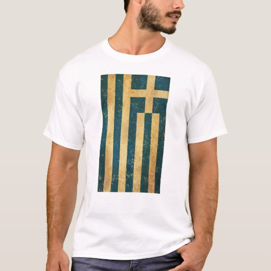 Griekenland Vlag Grunge Mannen T-shirt (Voorkant)