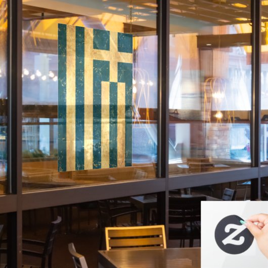 Griekenland Vlag Grunge Raamsticker (Restaurant Raam)