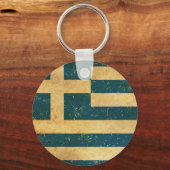 Griekenland Vlag  Grunge Sleutelhanger (Voorkant)