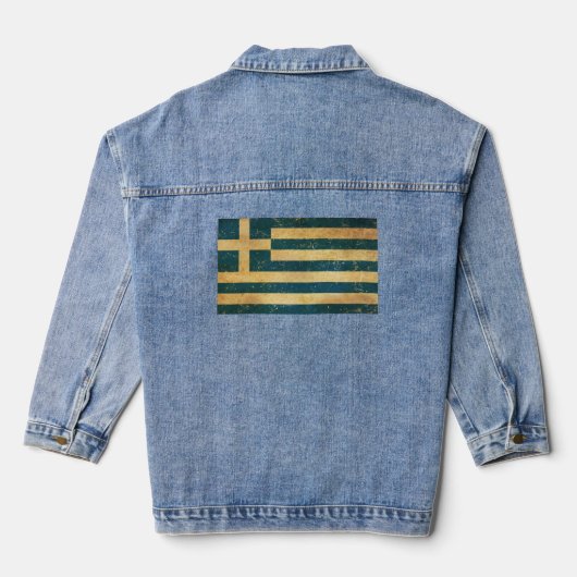 Griekenland Vlag  Grunge Vrouwen Denim Jacket (Achterkant)